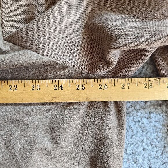 Chico’s Duster Jacket Size 4 Open Front Faux Suede Brown Open Blazer XXL 20/22 - Picture 7 of 8